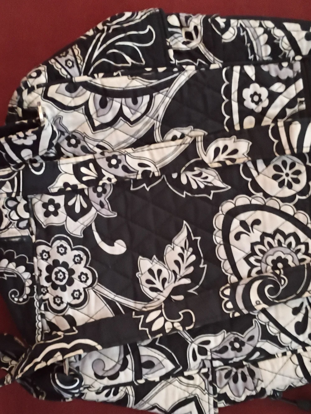 Vera Bradley Black and White Quilted Floral Backpack